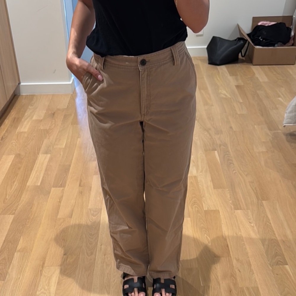 Aritzia Sunday Best Straight Leg Tan Pants